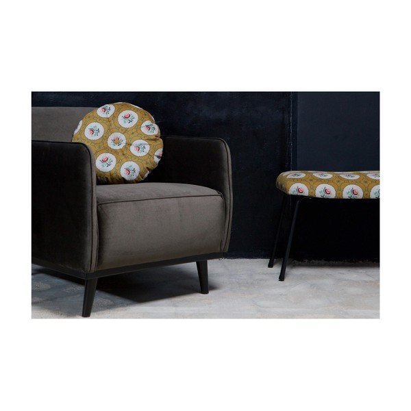 Okrovožltý dekoratívny guľatý vankúš BePureHome Granny, ø 45 cm-image-1