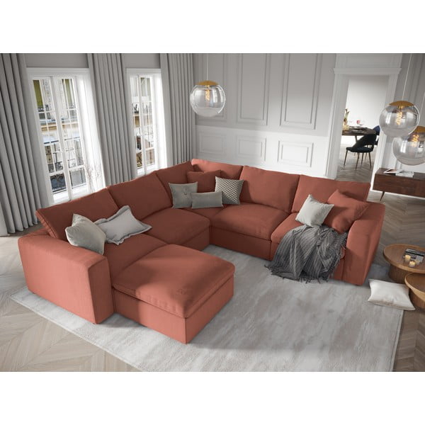 Ružová obojstranná rohová časť modulárnej menčestrovej pohovky Windsor & Co Sofas Galaxy-image-1