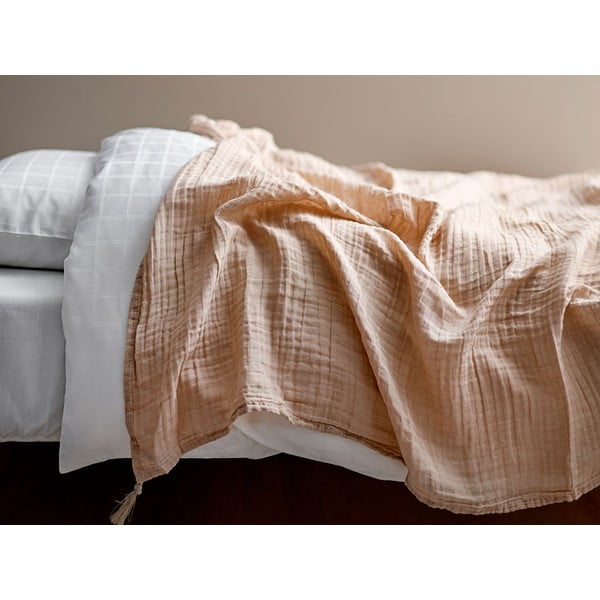 Béžový bavlnený pléd na dvojlôžko Södahl Poetry, 200 x 260 cm-image-2