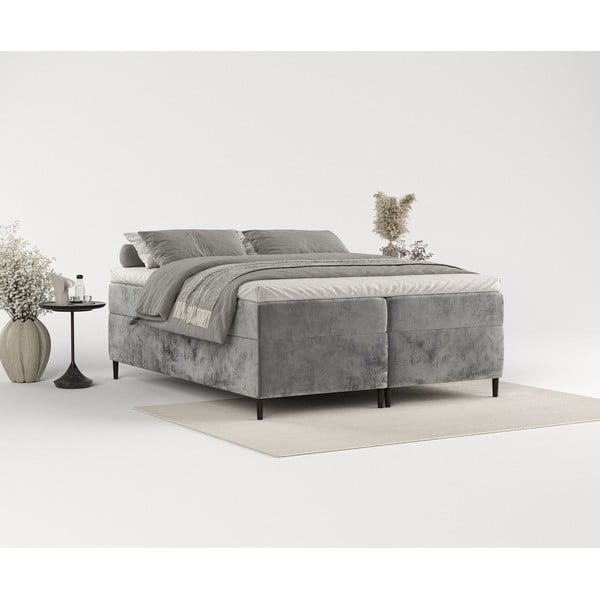 Tmavosivá boxspring posteľ s úložným priestorom 180x200 cm Araya – Maison de Rêve-image-3