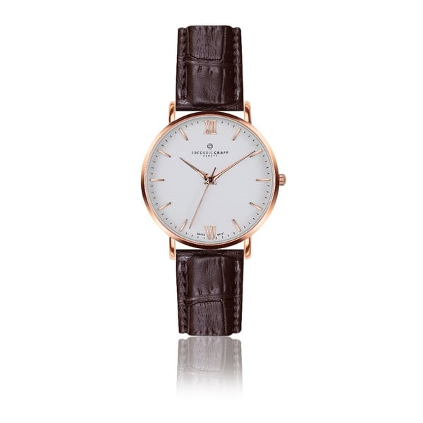 Unisex hodinky s hnedým remienkom z pravej kože Frederic Graff Croco