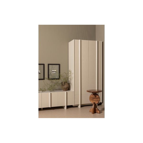 Krémovobiely modulárny TV stolík z borovicového dreva 200x53 cm Basu – WOOOD-image-1