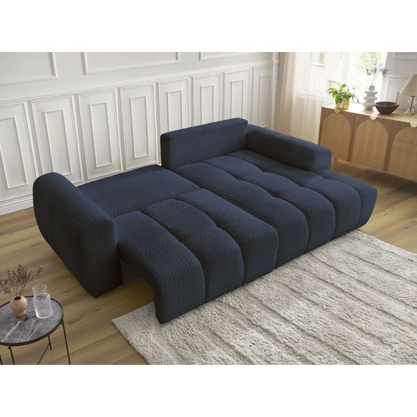 Modrá rozkladacia/s úložným priestorom rohová pohovka z textílie buklé (pravý roh/s leňoškou) Roxelane – Bobochic Paris-image-3