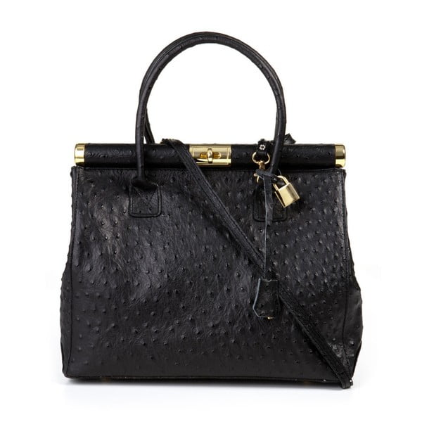 Čierna kožená kabelka so vzorom Pitti Bags Latina