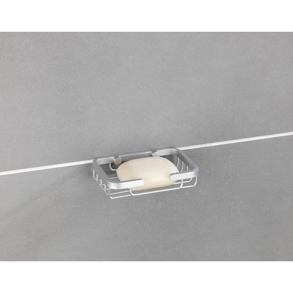 Nástenná nádobka na mydlo v striebornej farbe Wenko Gomo-image-4