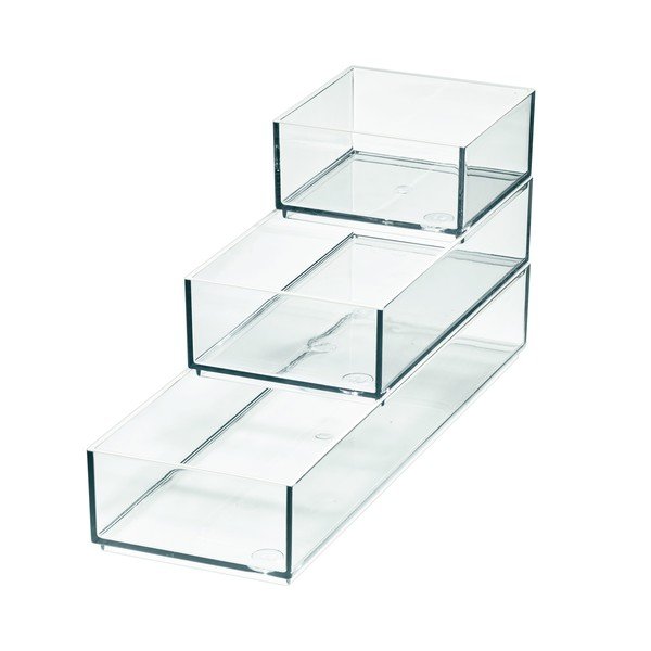 Kúpeľňové organizéry na kozmetiku z recyklovaného plastu v súprave 3 ks Stack & Slide - iDesign-image-2
