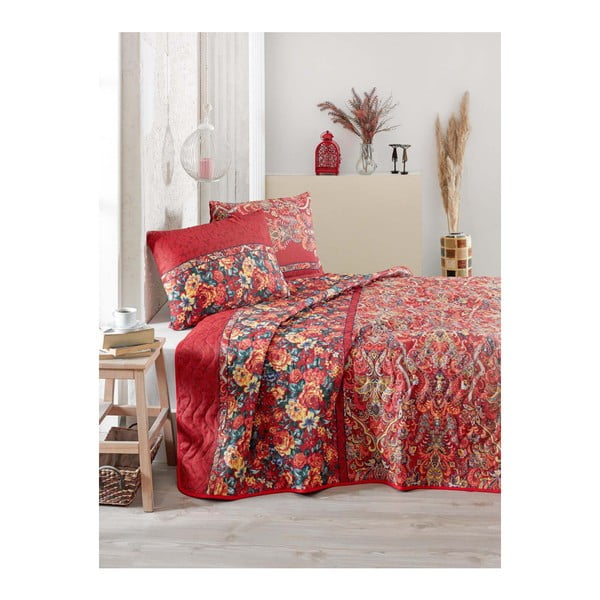 Prikrývka cez posteľ na dvojlôžko s obliečky na vankúše Despina, 200 x 220 cm
