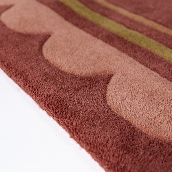 Vínovočervený ručne tkaný vlnený okrúhly koberec ø 120 cm Lois – Flair Rugs-image-4