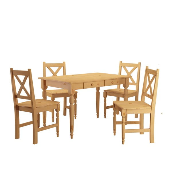 Set 4 drevených jedálenských stoličiek so stolom Støraa Normann, 120 x 80 cm
