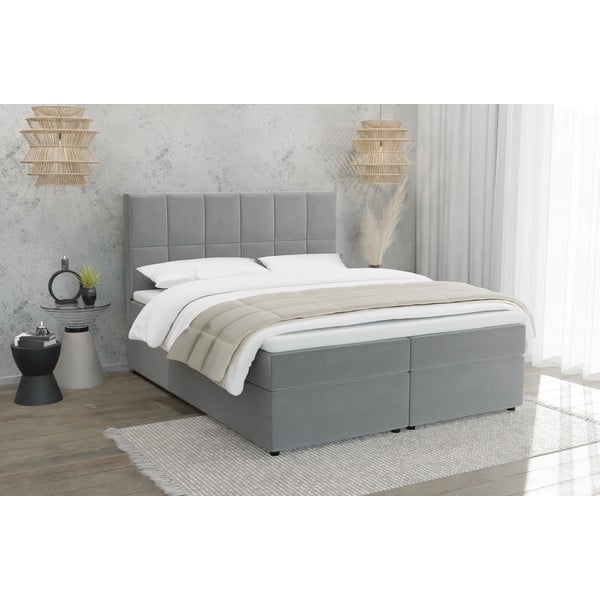Svetlosivá boxspring posteľ s úložným priestorom 160x200 cm Flip – Ropez-image-1