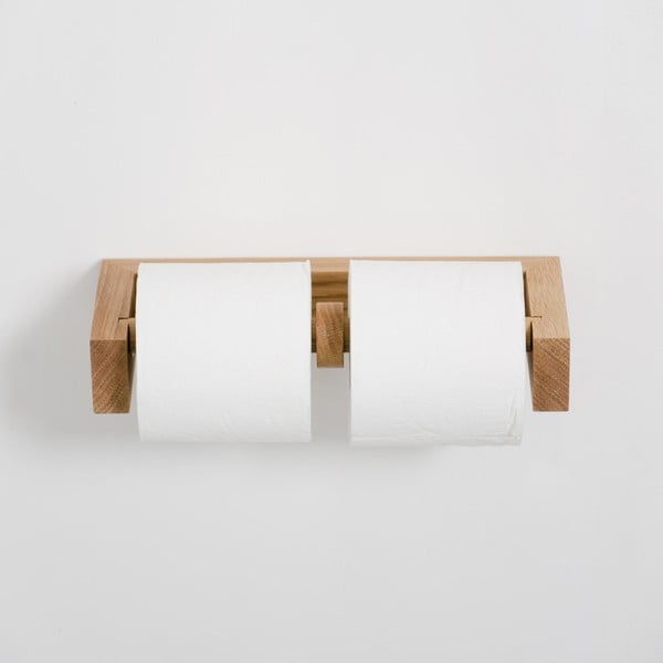 Nástenný držiak na toaletný papier z dubového dreva Wireworks-image-1