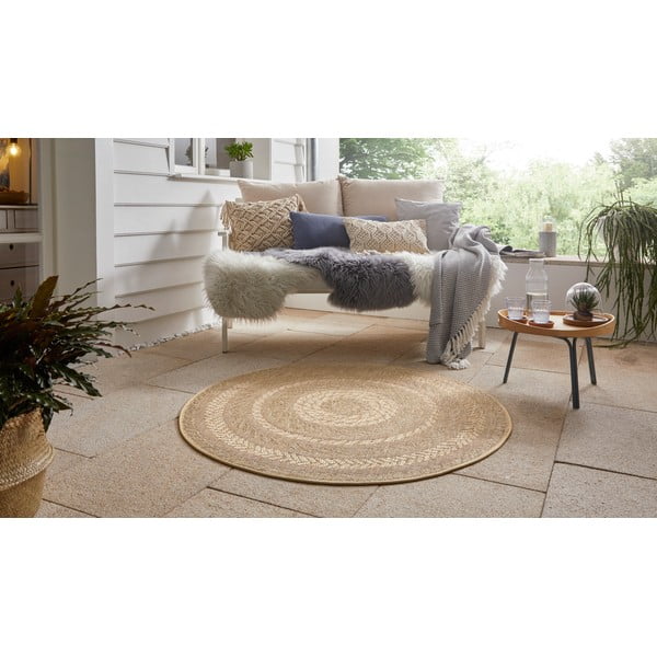 Béžový vonkajší koberec NORTHRUGS Almendro, Ø 160 cm-image-1