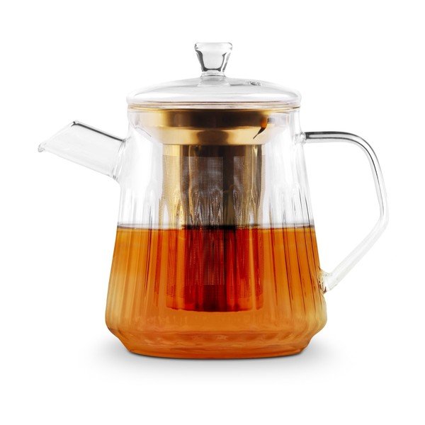 Sklenená kanvica na čaj so sitkom v zlatej farbe 900 ml Mia – Vialli Design-image-4