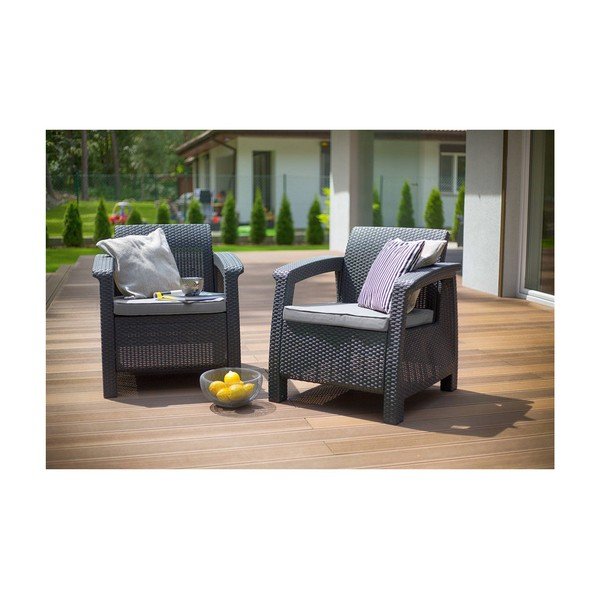 Tmavosivé záhradné kreslo Corfu – Keter-image-1