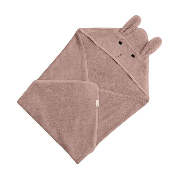 Ružovo-hnedá bavlnená detská osuška s kapucňou 75x75 cm Rabbit – Kindsgut-image-3
