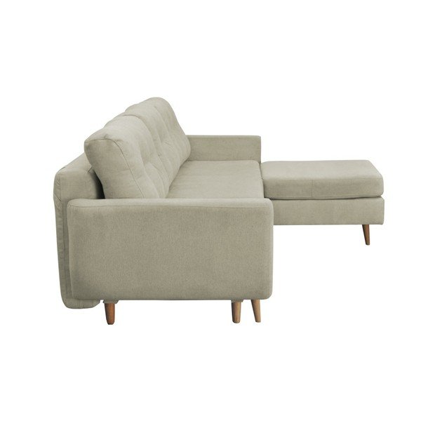 Krémová rozkladacia pohovka so svetlými nohami Mazzini Sofas Tulipe, pravý roh-image-2