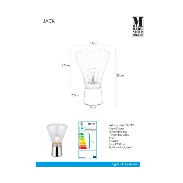 Stolová lampa v striebornej farbe Markslöjd Jack-image-2