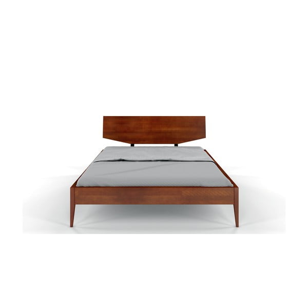 Tmavohnedá dvojlôžková posteľ z bukového dreva 180x200 cm Sund – Skandica-image-1