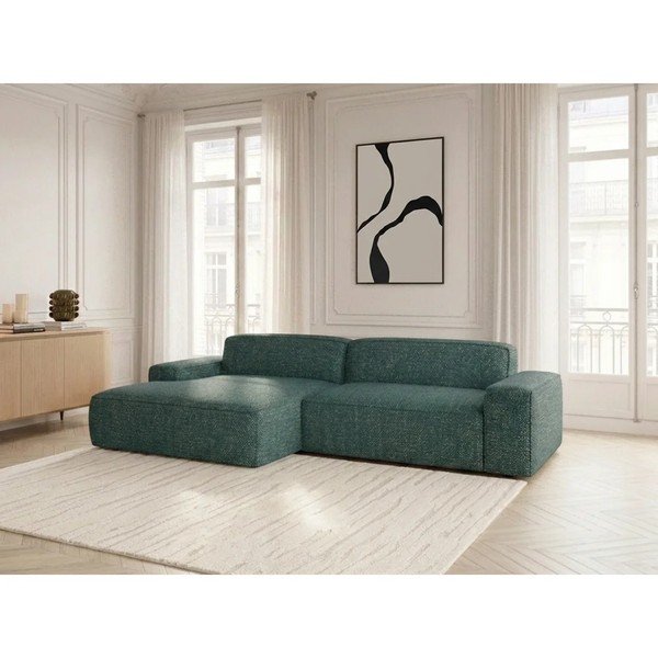 Zelená rozkladacia/s elektrickým výsuvom sedadla rohová pohovka (ľavý roh) Abel – Bobochic Paris-image-2