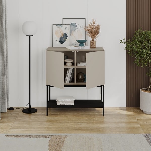 Čierno-krémová skrinka 80x90x40 cm Amira – Marckeric-image-2