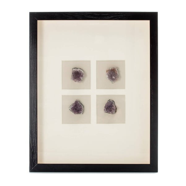 Nástenná dekorácia v ráme so 4 fialovými nerastami Vivorum Mineral, 51,5 x 41,5 cm
