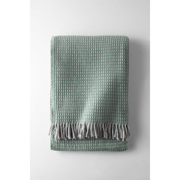Zelená deka s prímesou bavlny 140x180 cm Uniwaffle – Euromant