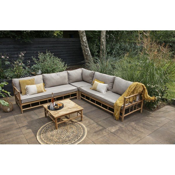 Rohová záhradná súprava z bambusu Exotan-image-1