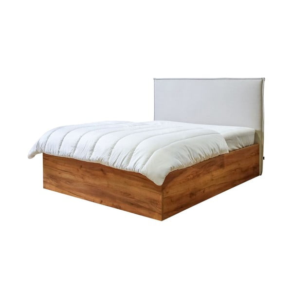 Béžovo-prírodná dvojlôžková posteľ s úložným priestorom s roštom 160x200 cm Cara – Bobochic Paris
