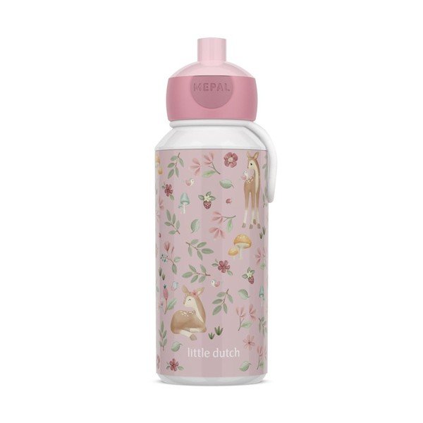 Svetloružová plastová detská fľaša 400 ml Fairy Garden – Mepal