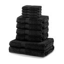 Set 8 čiernych uterákov a 2 osušiek DecoKing Marina Black