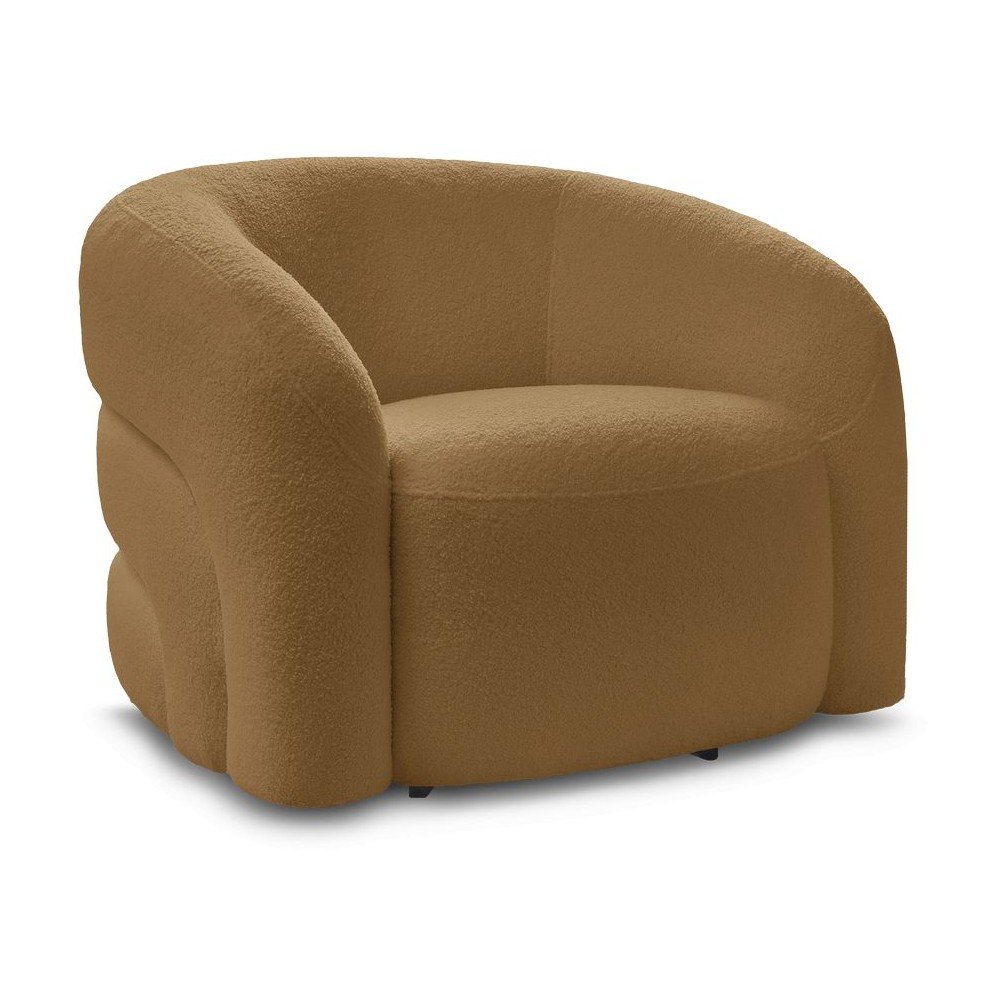 Otočné kreslo z textílie buklé v horčicovej farbe Elina – Bobochic Paris