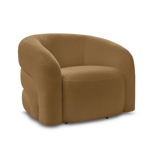 Otočné kreslo z textílie buklé v horčicovej farbe Elina – Bobochic Paris