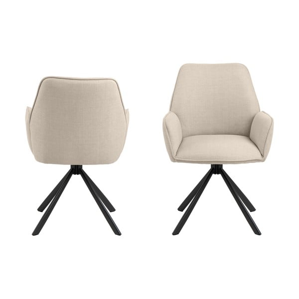 Béžové čalúnené jedálenské kreslá v súprave s podrúčkami 2 ks Glenda – Actona-image-2