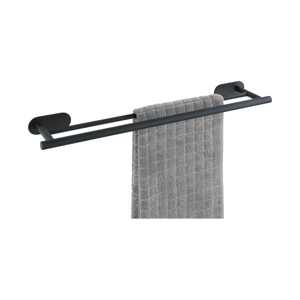 Antikoro matne čierny dvojitý nástenný držiak na uteráky Wenko Orea Rail Duo Turbo-Loc ®-image-3