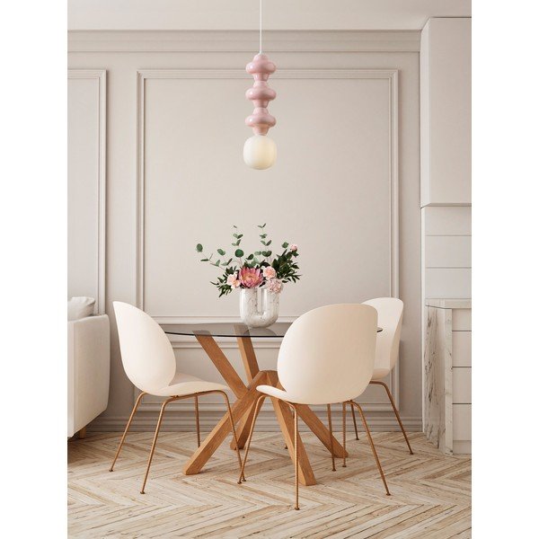 Biele/svetloružové keramické závesné svietidlo so skleneným tienidlom ø 18 cm Clio – Nova Luce-image-2