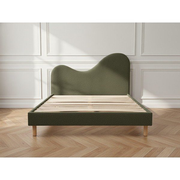 Zelená čalúnená čalúnená dvojlôžková posteľ s roštom 180x200 cm Celina – Bobochic Paris-image-3