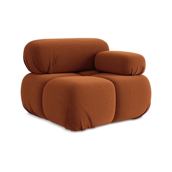 Oranžový zamatový modul pohovky (pravý roh) Lokua – Makamii-image-1