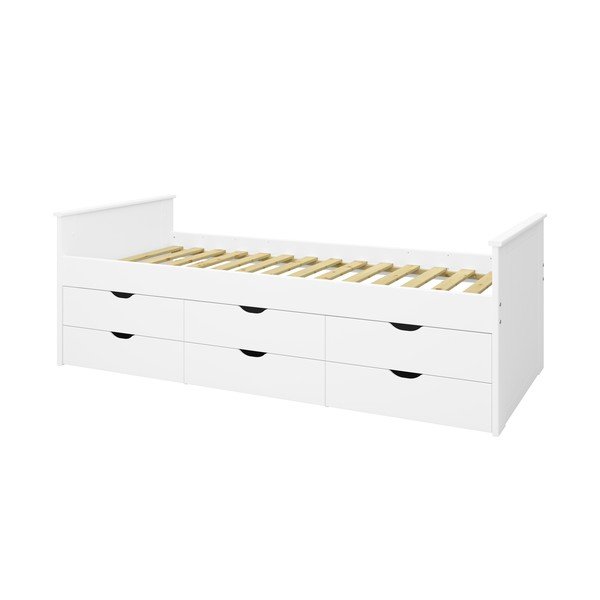 Biela detská posteľ s úložným priestorom 90x200 cm Alba - Tvilum-image-1