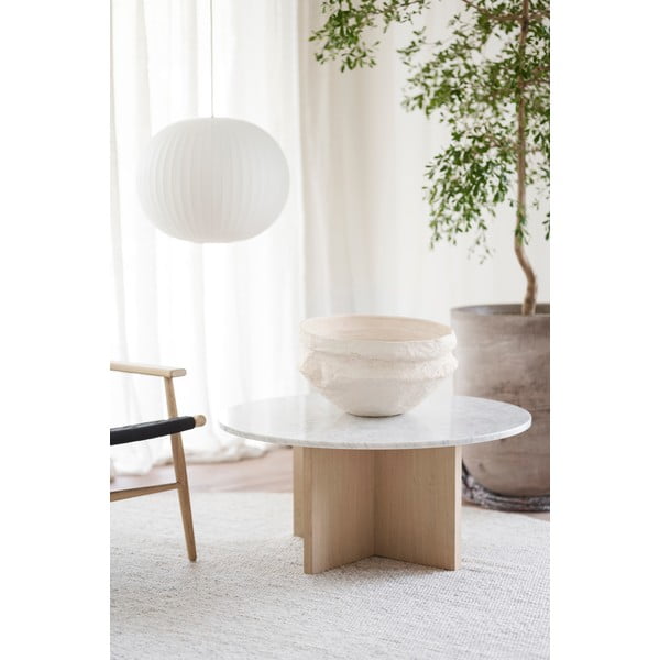 Biely mramorový okrúhly konferenčný stolík 90x90 cm Brooksville - Rowico-image-2