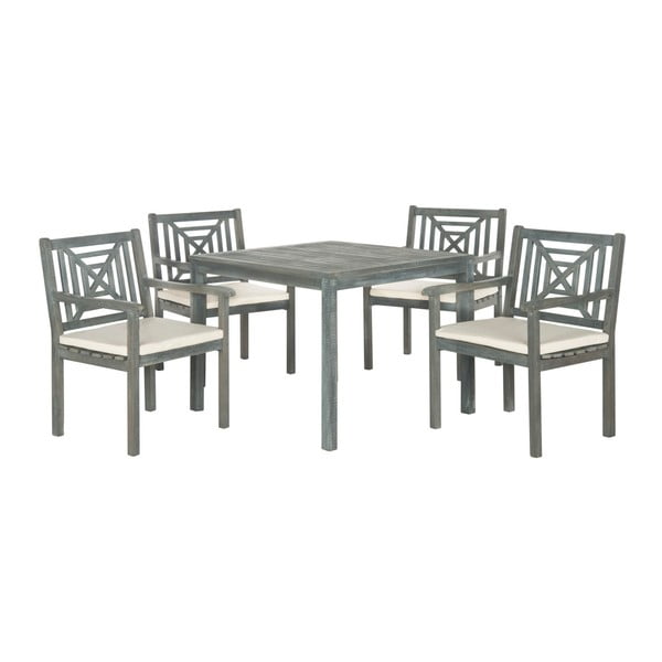 Sivý set záhradného stola a stoličiek z agátového dreva Safavieh Riva