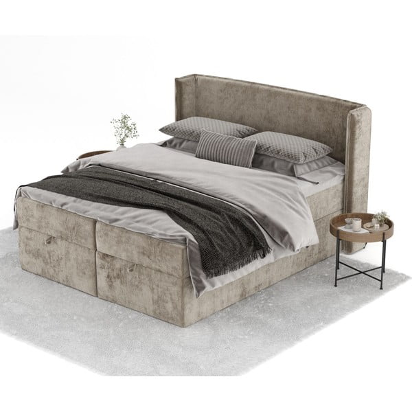 Béžová boxspring posteľ s úložným priestorom 160x200 cm Passion – Maison de Rêve-image-2