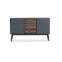 Antracitová/tmavohnedá nízka komoda z borovicového dreva 140x80 cm Nussa – Marckeric
