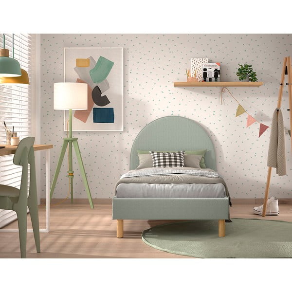 Zelená čalúnená jednolôžková posteľ s roštom 90x200 cm MOON – Vipack-image-3