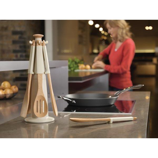 Stojan s nástrojmi Elevate Wood Carousel, béžový-image-1