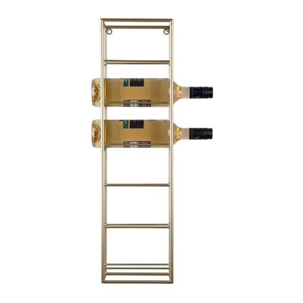 Nástenný kovový regál na víno v zlatej farbe počet fliaš 6 Single – PT LIVING-image-2