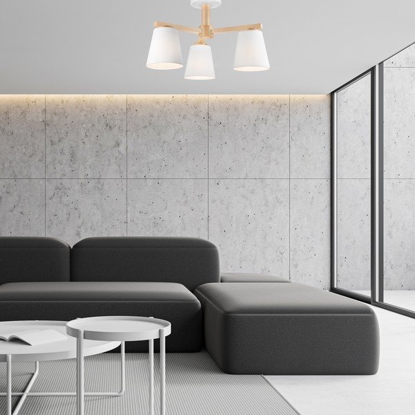 Biele stropné svietidlo s textilným tienidlom ø 15 cm Ellie – LAMKUR-image-2