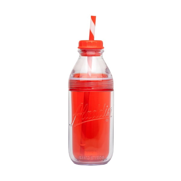 Fľaša na vodu Alladin so slamkou 470 ml,  červená