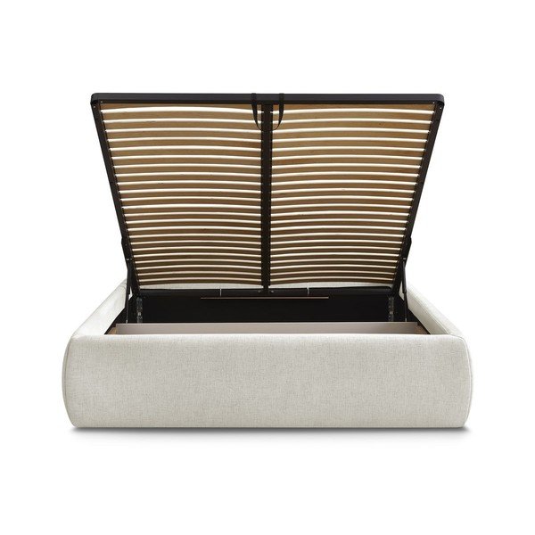 Béžová čalúnená dvojlôžková posteľ s úložným priestorom/bez čela s roštom 160x200 cm Inera – Bobochic Paris-image-4