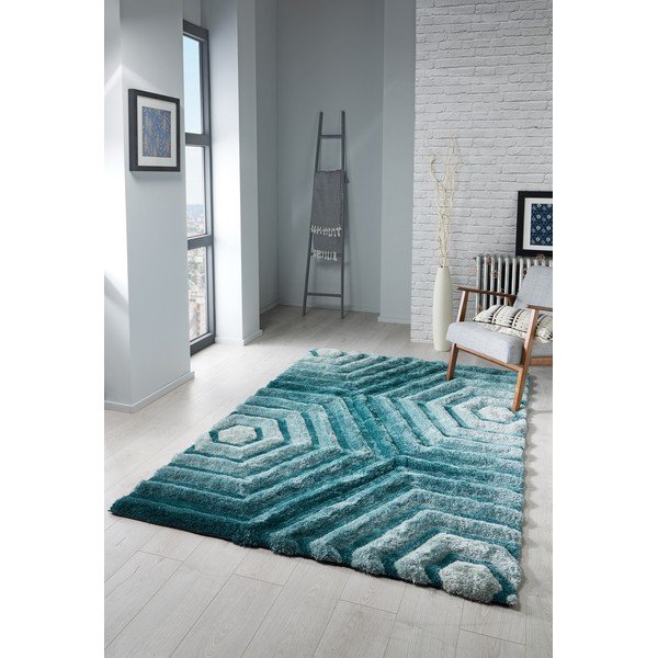 Modrozelený koberec Flair Rugs Hexagon Duck, 80 × 150 cm-image-1