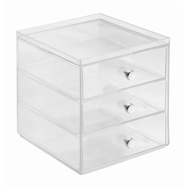 Transparentný organizér 3 zásuvkami iDesign Drawers, výška 18 cm-image-2